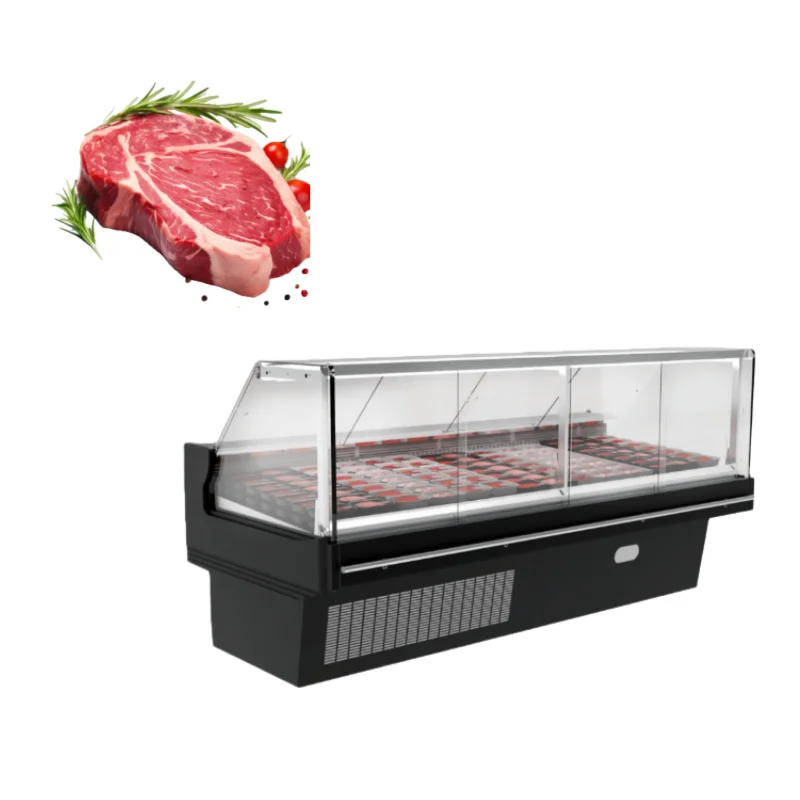 Customized Single-Temperature Stainless Steel Right Angle Cooked Food Fresh Meat Display Cooler Refrigerated Fresh-Keeping Case