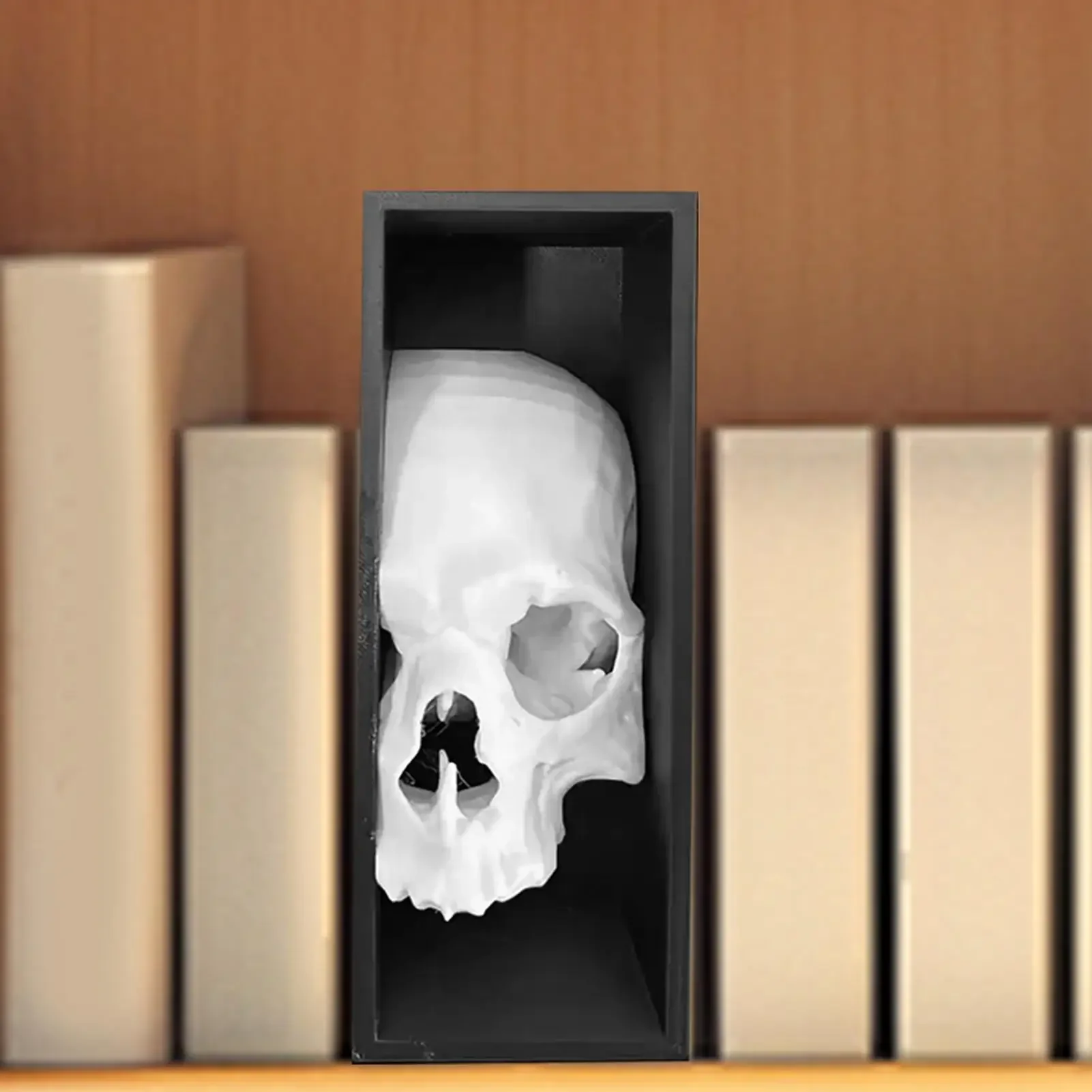 Gothic Magazines Bookend Shelf Decor Skull Book Holder for Shelf, Peeping Sculpture Monster for Home Office & Halloween Decor