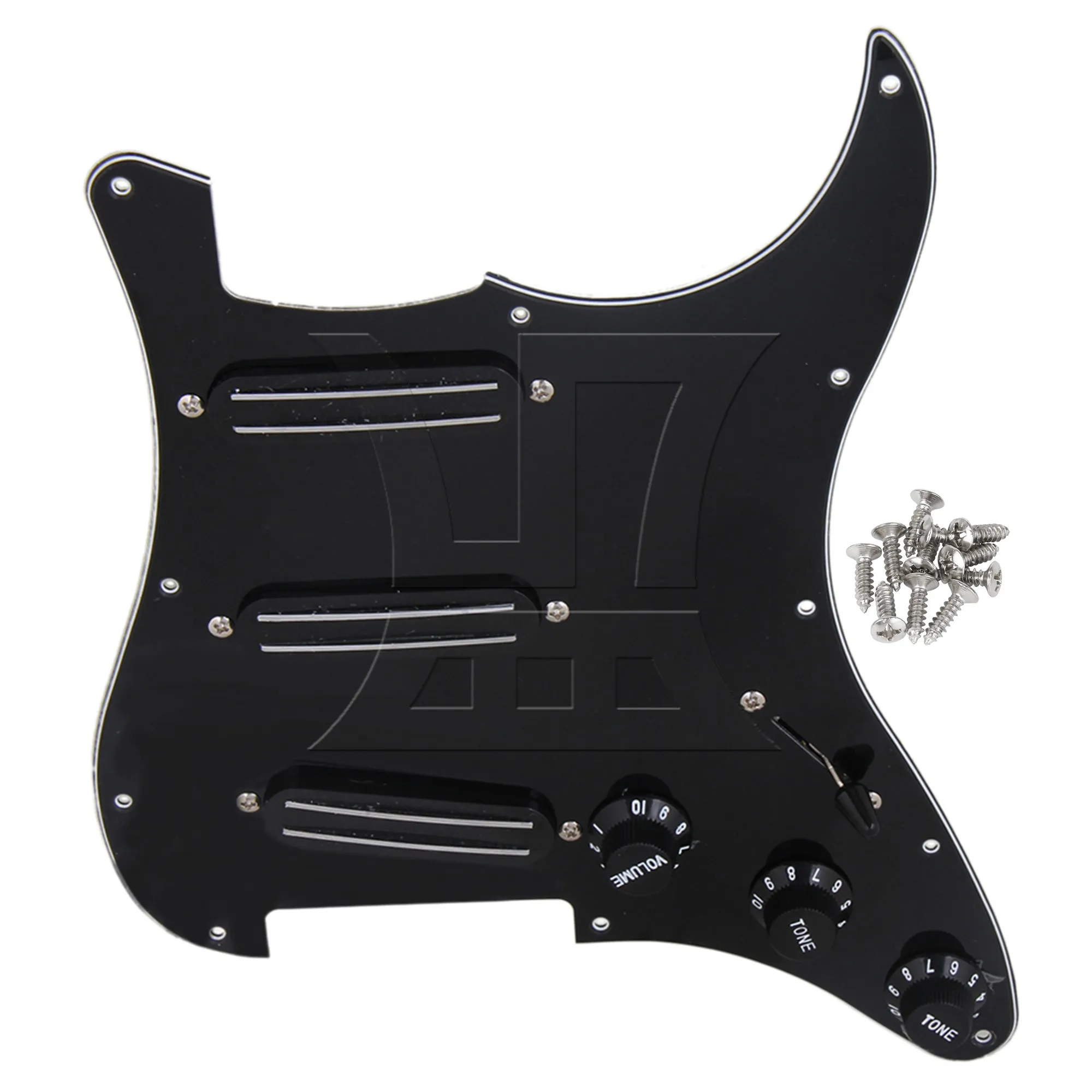 

YIBUY 3 Dual Rail Pickup with Black Volume Speed Control Knob Pickguard Assembly BQLZR