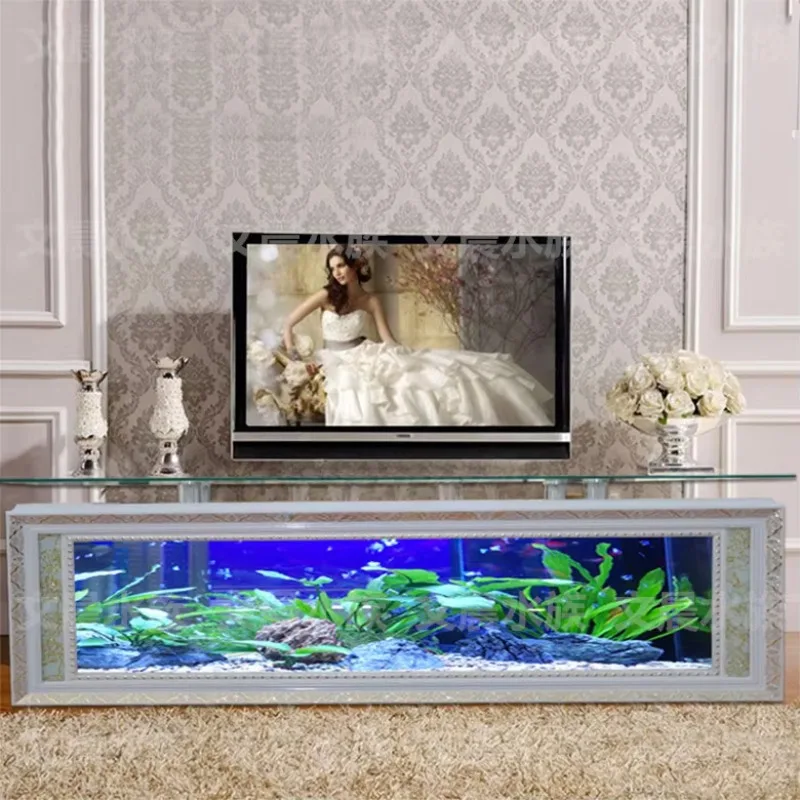 

European TV Cabinet Fish Tank Living Room Home Ecological Aquarium Wall Fish Tank H