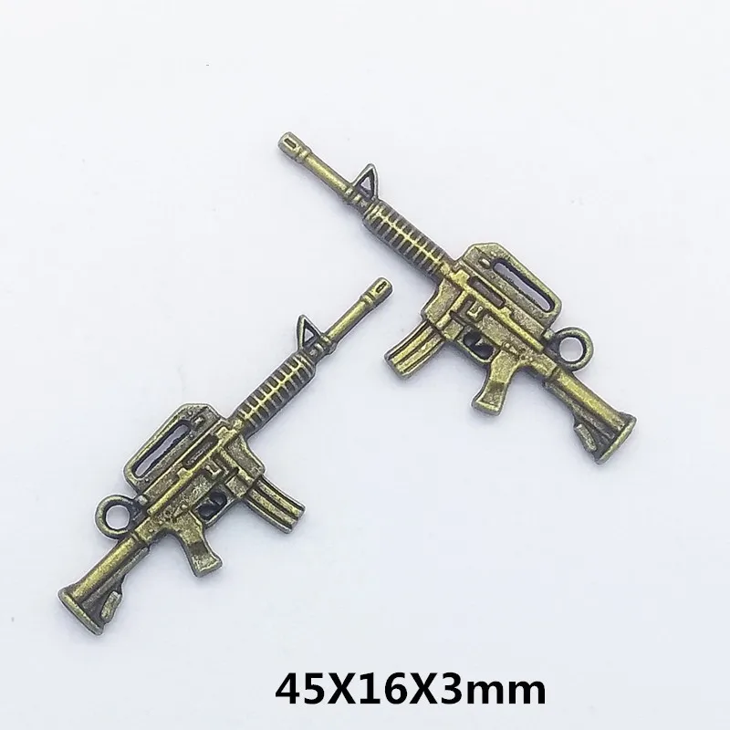 10/20PCS Gold Silver Metal Alloy Gun Shape Nail Charms 3D Pistol Submachine Gun Design Nail Parts Manicure DIY Nails Decorations