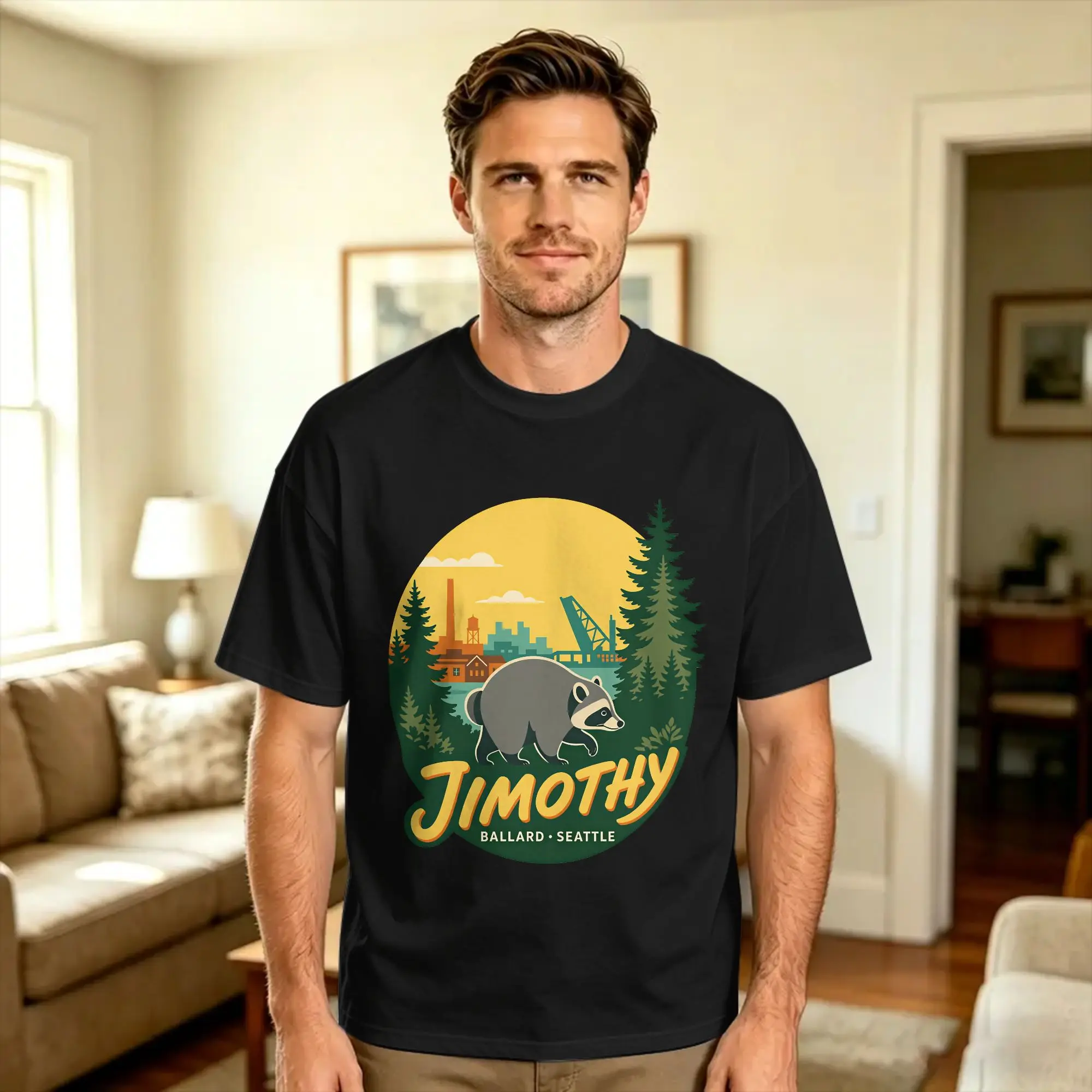 Jimothy Ballard Seattle Flat Retro Wildlife Design T Shirt  Harajuku T Shirts Short Sleeves Y2K Funny Tshirt Beach Cotton Tees