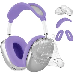 New Transparent Sparkle Case Cover White Set for Apple Airpods Max Headphones Case Ear/Earpad/ Handband Cover Accessories Purple