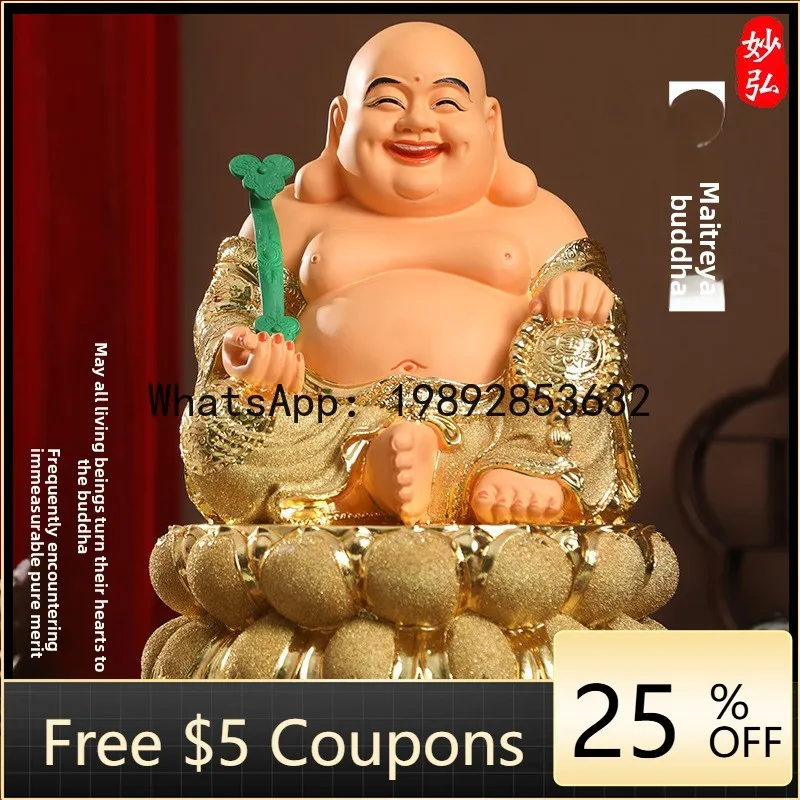 

Z6 Shanji Buddha Statue Home Offering Maitreya Buddha in Red Clothes Attracting Wealth Big Belly Laughing Buddha