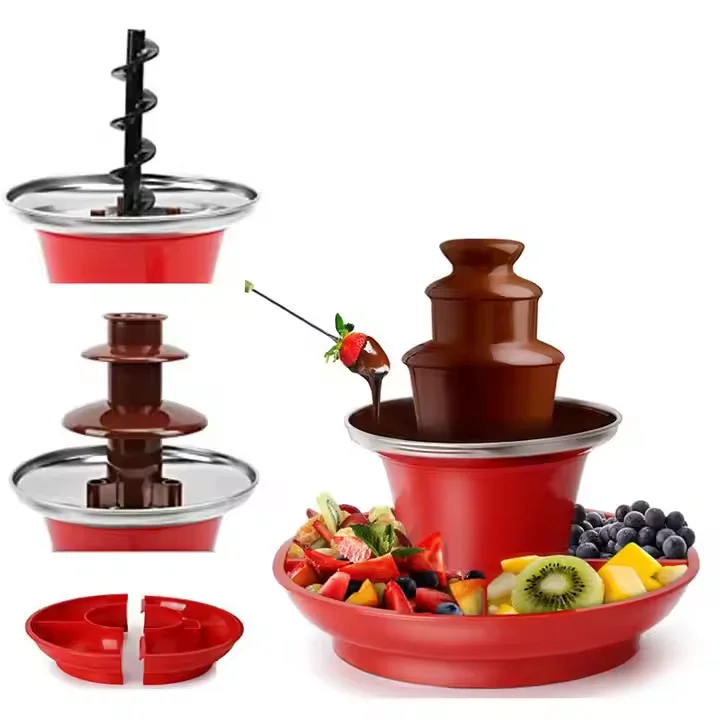 Triple Cheese Chocolate Fountain Machine Melting Tower Waterfall Melt Maker Chocolate Mixer Small Fondue Pot