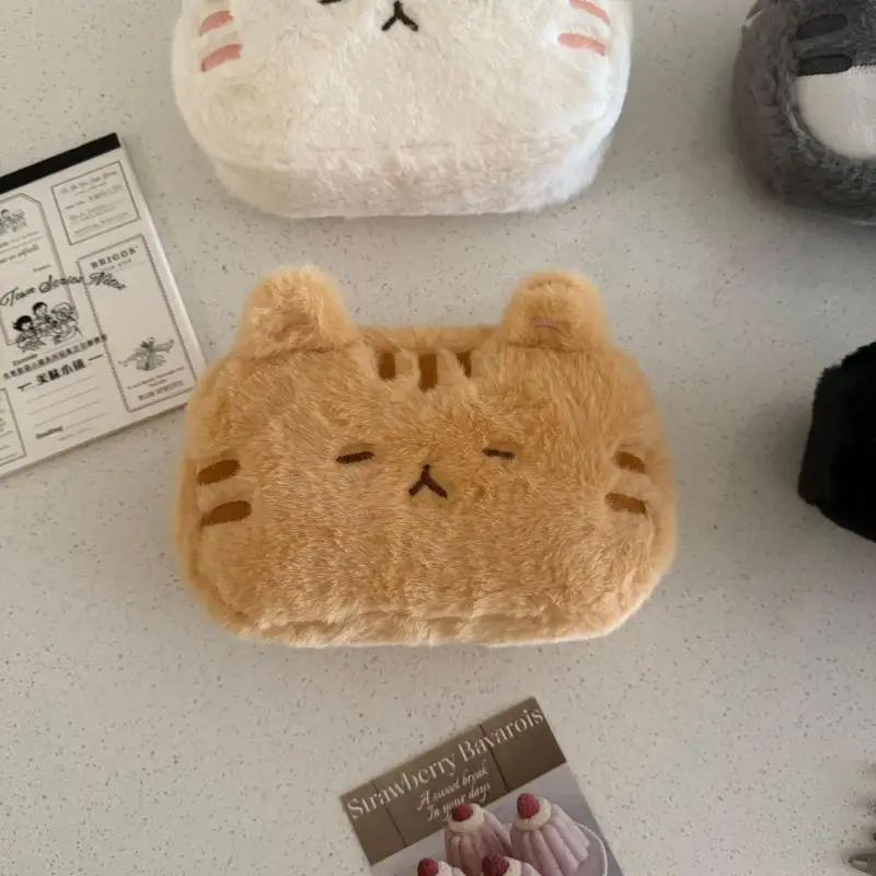 Kinder-Geschenk Lustiger Katzen-Cartoon-Federmäppchen Niedliche Kawaii Schreibwaren-Aufbewahrungstasche Flauschige Großraum-Katzen-Schreibwaren-Tasche für Schüler – Detail 4