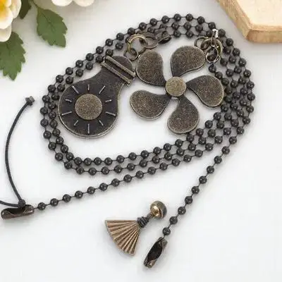 

2pcs Beaded Ball Pull Pendant Zinc Alloy Durable Home Light Decor Ceiling Extension Hanging Decoration Chain Beaded