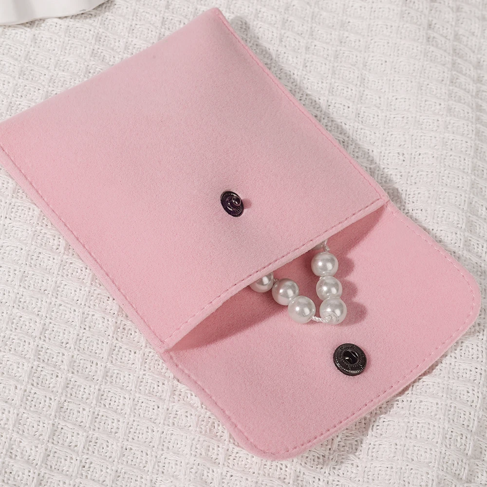 jewelry packaging Thick Snap Button Jewelry Velvet Bag,Jewelry Necklace Bracelet Earrings Storage Thick Double-Sided Storage Bag