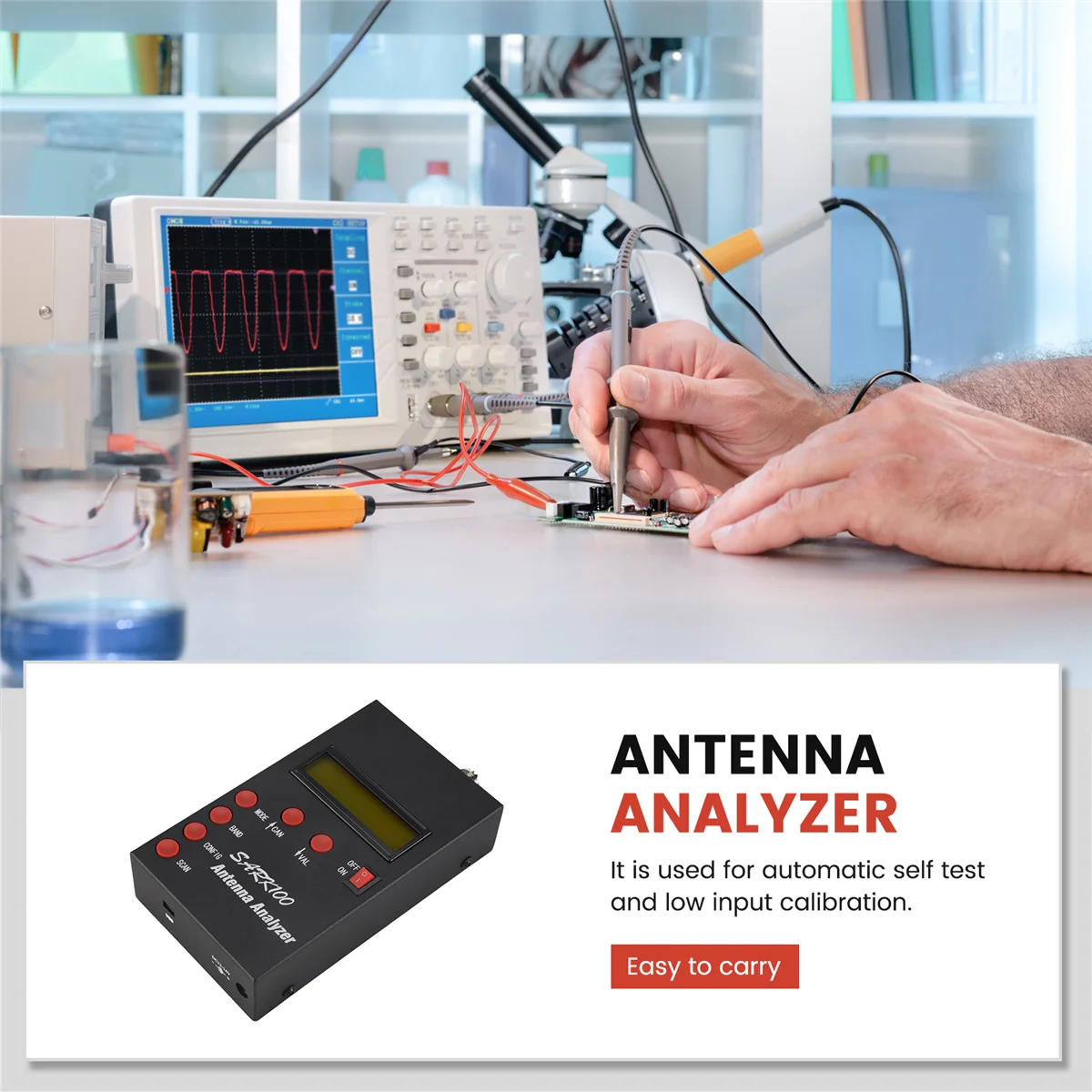 URAZL SARK100 Antenna Analyzer Meter 1-60MHz Shortwave SWR Antenna Analyzer with 1.0 to 9.99 SWR Usable Measurement Range