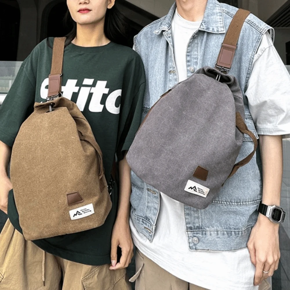 

Large Capacity Canvas Chest Bag Minimalist Design Casual Male Crossbody Bag Handbag Durable Single Shoulder Pouch Streetwear