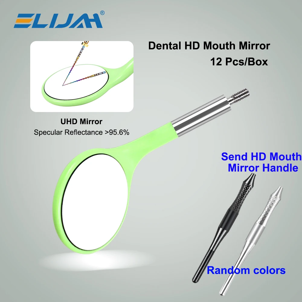

ELIJAH Dental UHD Mirror HD Mouth 4 Colors To Choose From Mirror Waterproof with Detachable Stainless Steel Handle Dental Tool