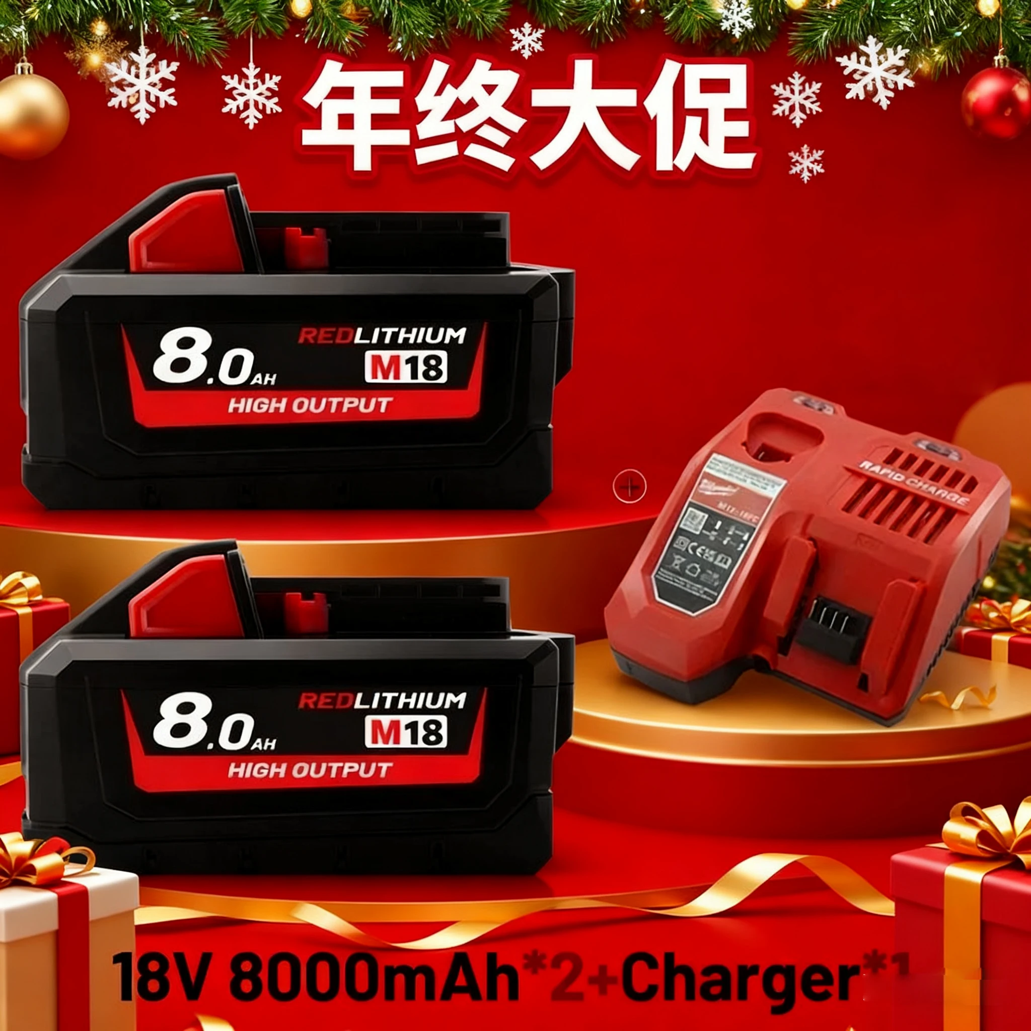 

Original Milwaukee M18 Battery M18HB8 8.0Ah 18V 48-11-1815 2604-22 2604-20 21700 Milwaukee High-Power Power Tool M18battery