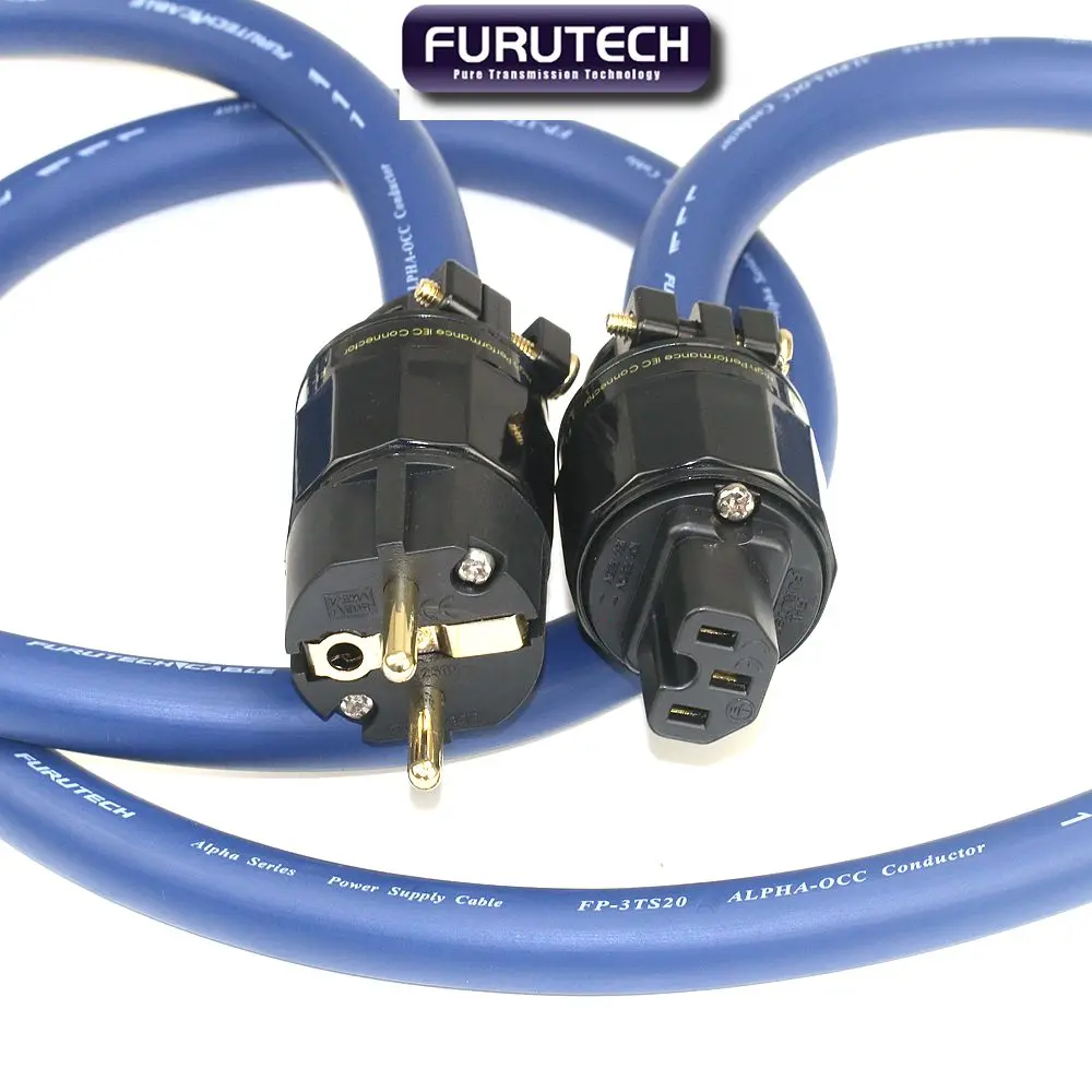 

Original FURUTECH 3TS20 PCOCC Blue Ribbon EU Plug HiFi Power Cable Amplifier Gallbladder Front and Rear Power Connection Cable