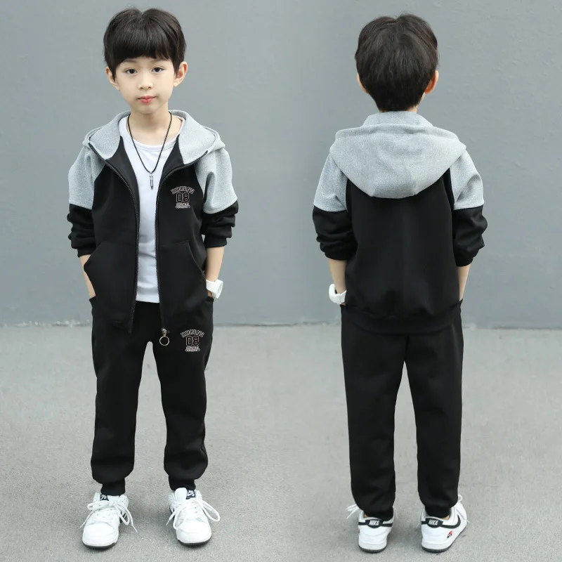 Teenage Boys Clothing Set Autumn Children Patchwork Sportswear Suits Fashion Big Boy Zipper Birthday Outfit Costumes for Kids