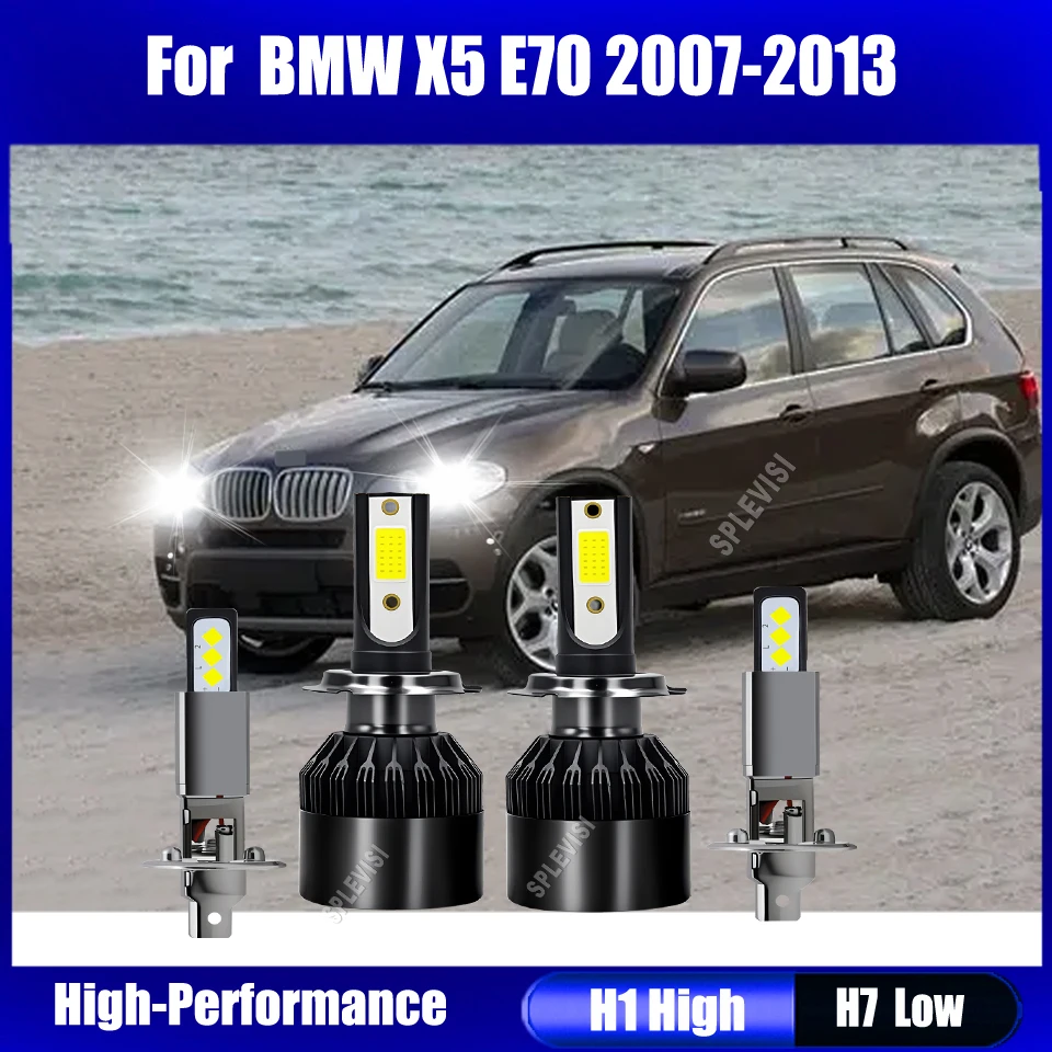 

H1 H7 LED Xenon White Headlight Bulbs High Low Beam -just clear, consistent lighting For BMW X5 E70 2007 2008 2009 2010-2013