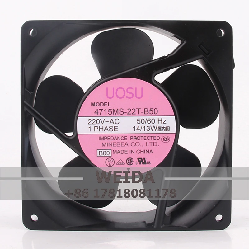 

4715MS-22T-B50 Case Fan Dual Ball Bearing for NMB AC220V 14/13w 120X120X38MM 12038 Aluminum Frame Heat Dissipation Cooling Fan