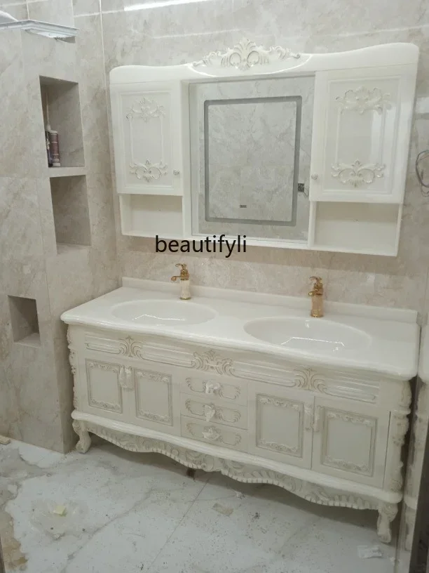 

European bathroom cabinet combination jade integrated basin toilet washbasin mirror cabinet3286