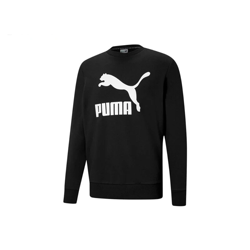 Original Puma Classics Logo Printed Sport Crew-Neck Sweatshirt Men's Black 531366-01