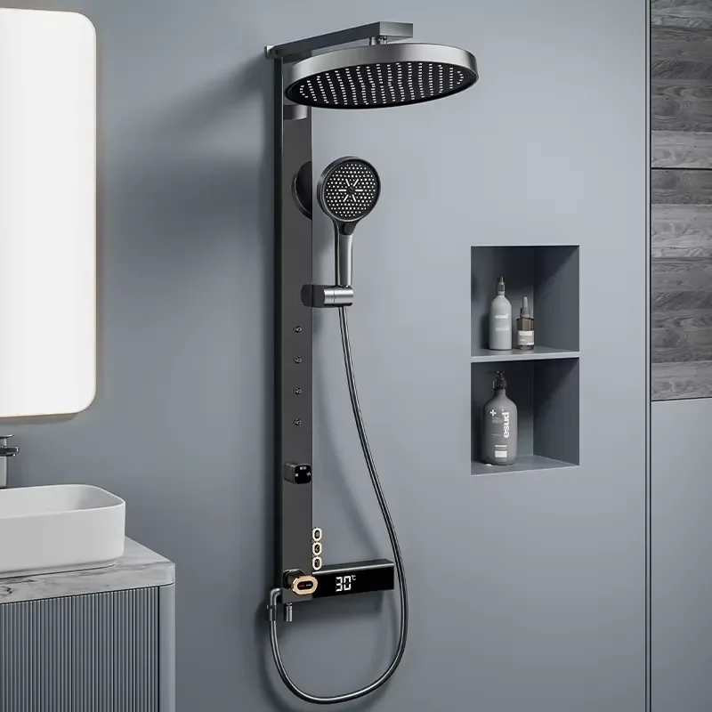 Model Thermostatic Faucets Digital Display Wall Mount Shower Set for Home Use Hybrid Spray Pattern Waist Spray Pressurized