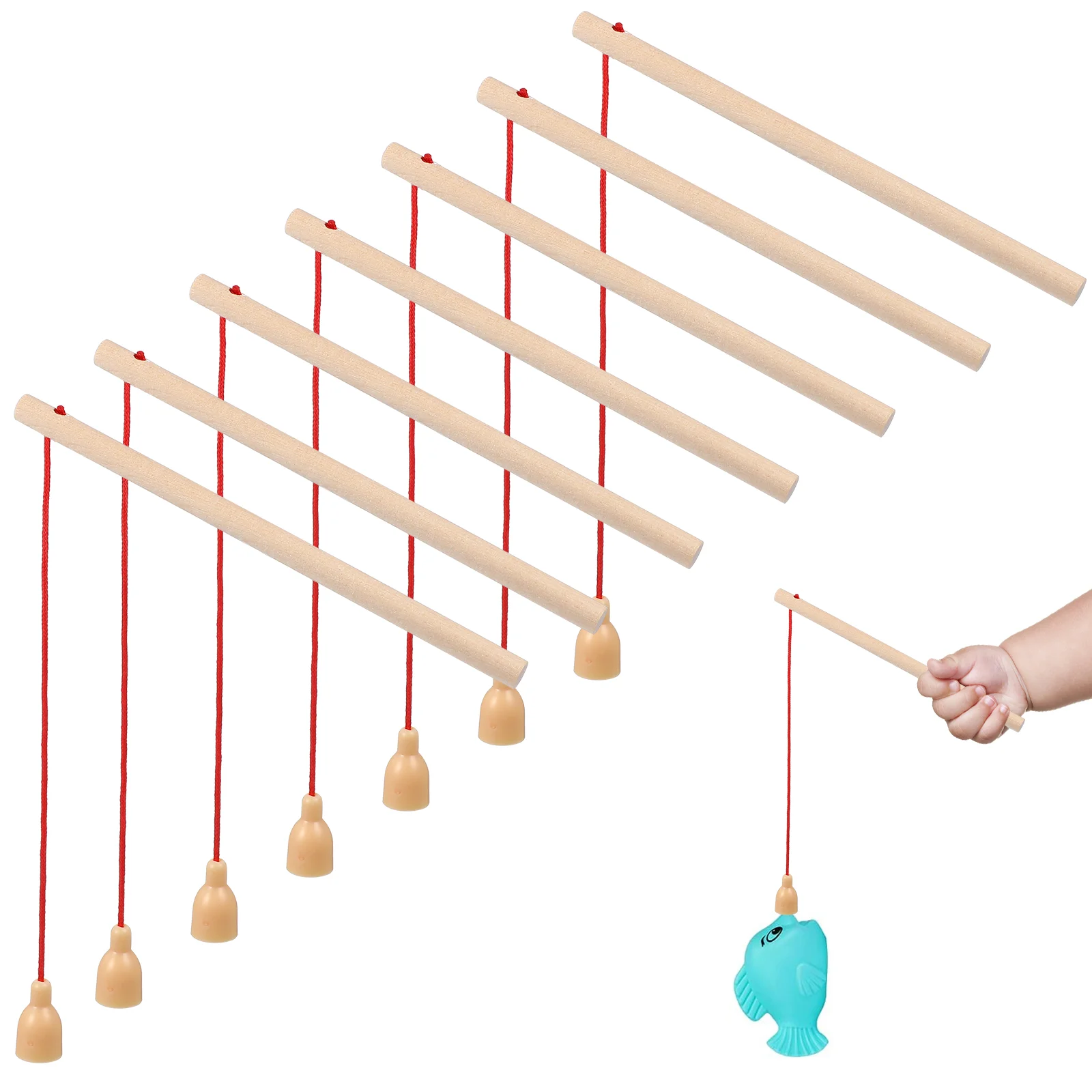 

12 Pcs Wooden Fishing Rod Toddler Pole 2-3 Years Old Toy Rods Kit for Kid Magnetism