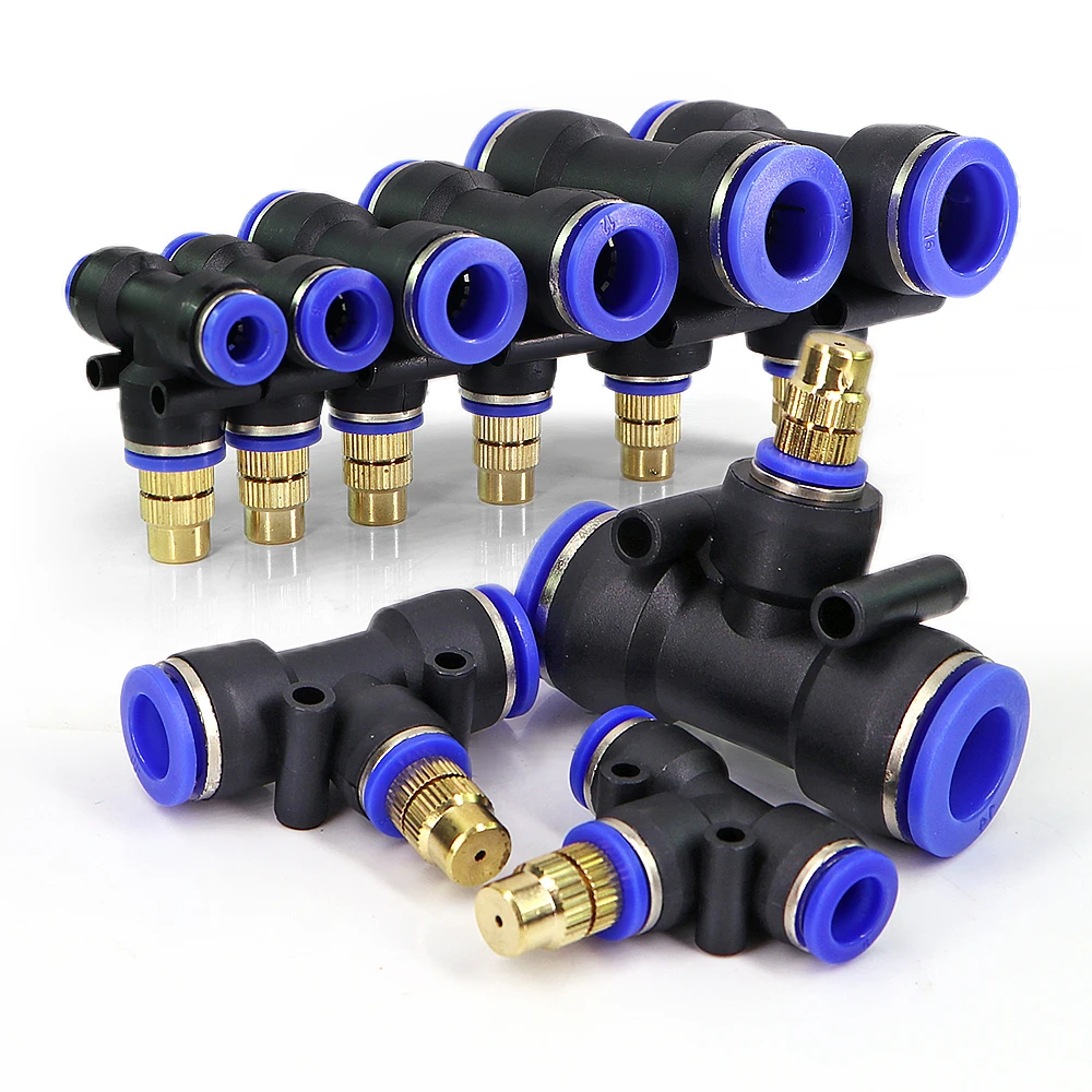 Латунная насадка для запотевания с тройником, регулируемый распылитель, распылитель, уличный садовый ирригационный полив, полив, 6/8/10/12/14/16 мм, полиэтиленовая трубка Латунная насадка для запотевания с тройником, регулируемый распылитель, распылитель, уличный садовый ирригационный полив, полив, 6/8/10/12/14/16 мм, полиэтиленовая трубка