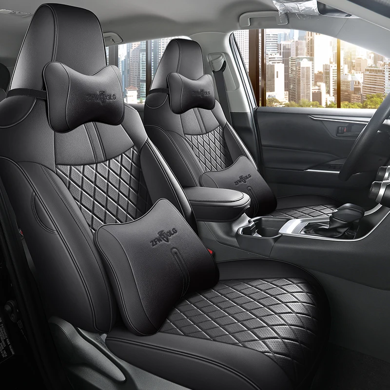 Car Special Seat Covers Compatible with For Toyota RAV4 2019-2024 Waterproof Faux Leather Seat Cushion Automotive Accessories