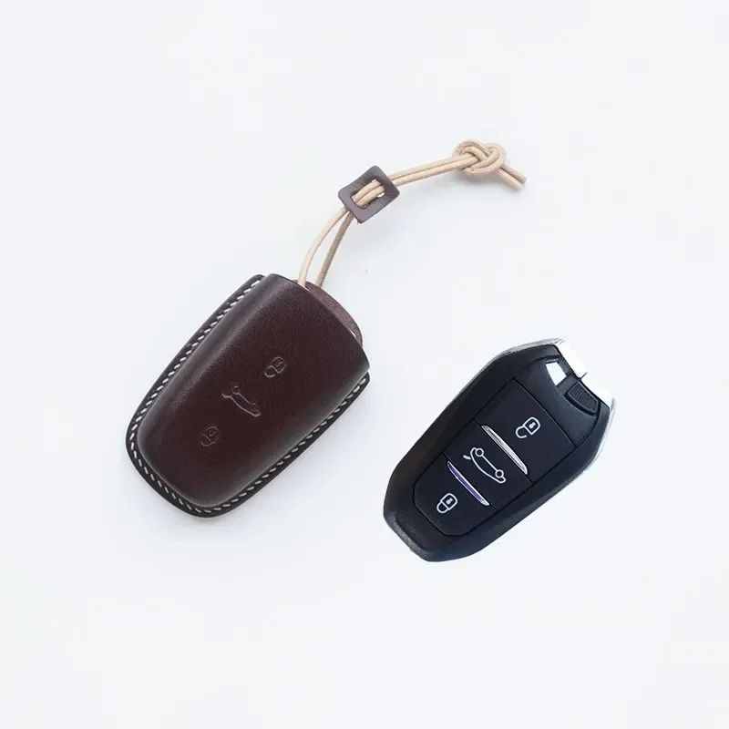 for Citroen Versailles C5 Tianyi C6 Genuine Leather Handmade High End Simple Car Key Cover Bag Buckle