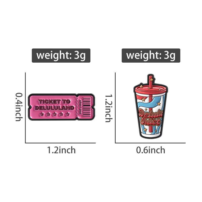 Ticket To Delululand Enamel Pin Delulu Juice Brooch Bags Clothing Accessories  Encouraged Jewelry Gift for Friends
