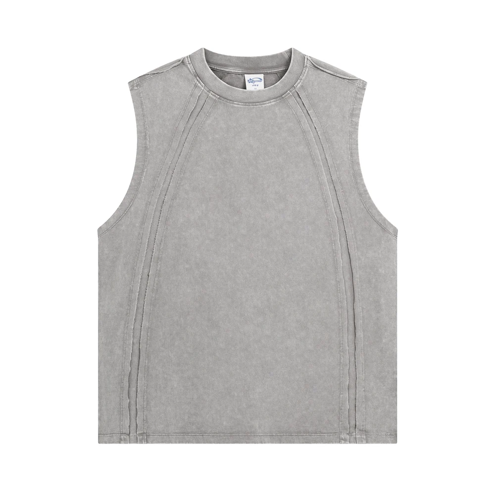 Patchwork Tank Top Men Women Vintage Washed T-shirt Clothes Oversized Hip Hop Punk T Shirt Y2k Sleeveless Men's Clothing Tops