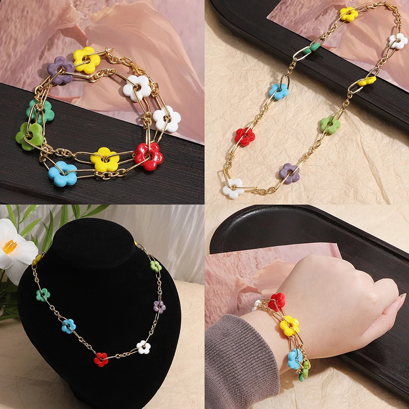16mm1Pc/Bag Glass Flower Vintage Large Hole Bead Handmade DIY Jewelry Couple Bracelet Necklace Earring Accessories