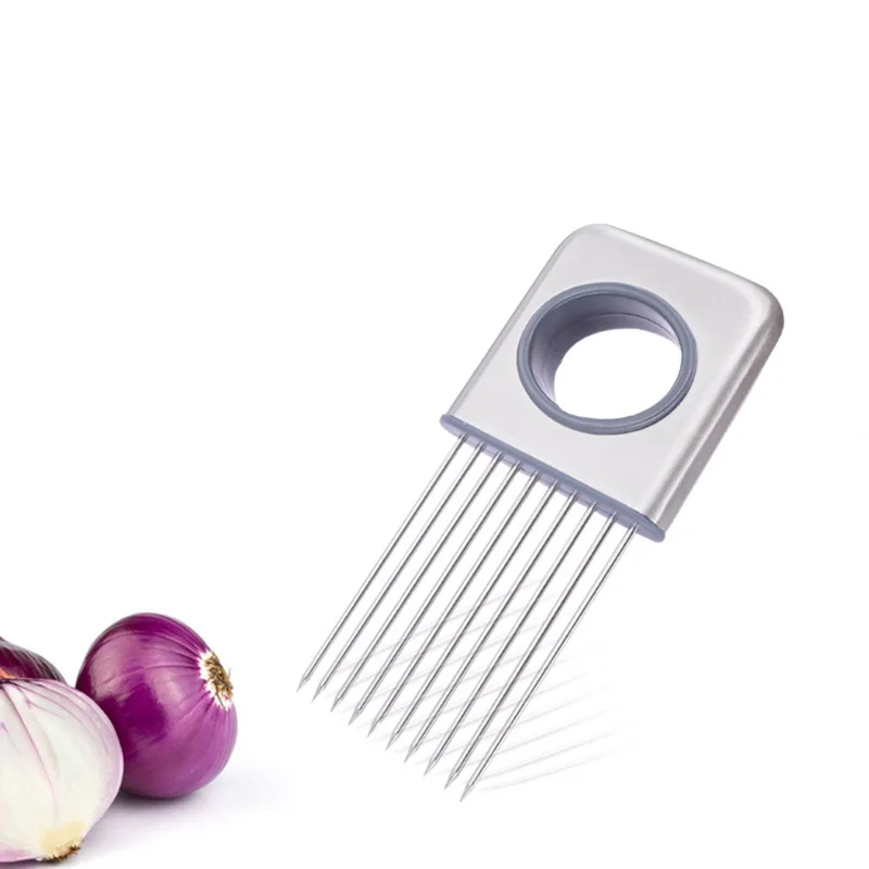 

Vegetable Fruit Cutter Kitchen Supplies Food Slice Assistant Onion Holder Stainless Steel Tomato Chopper