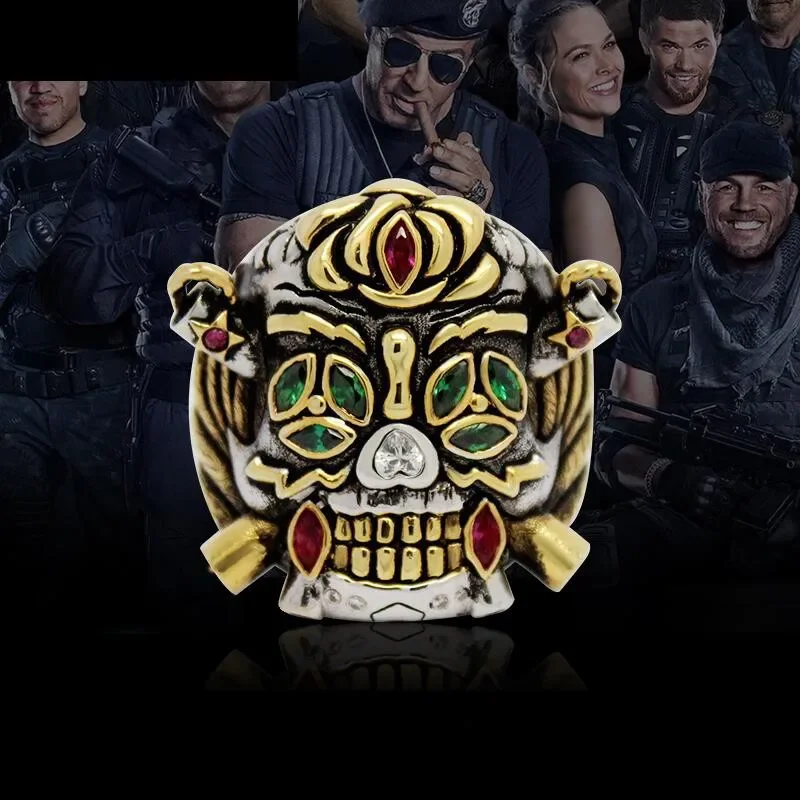 Customized 925 Sterling Silver Skull Lucky Ring Pendant Plated Gold Custom Letters Jewelry Accessories