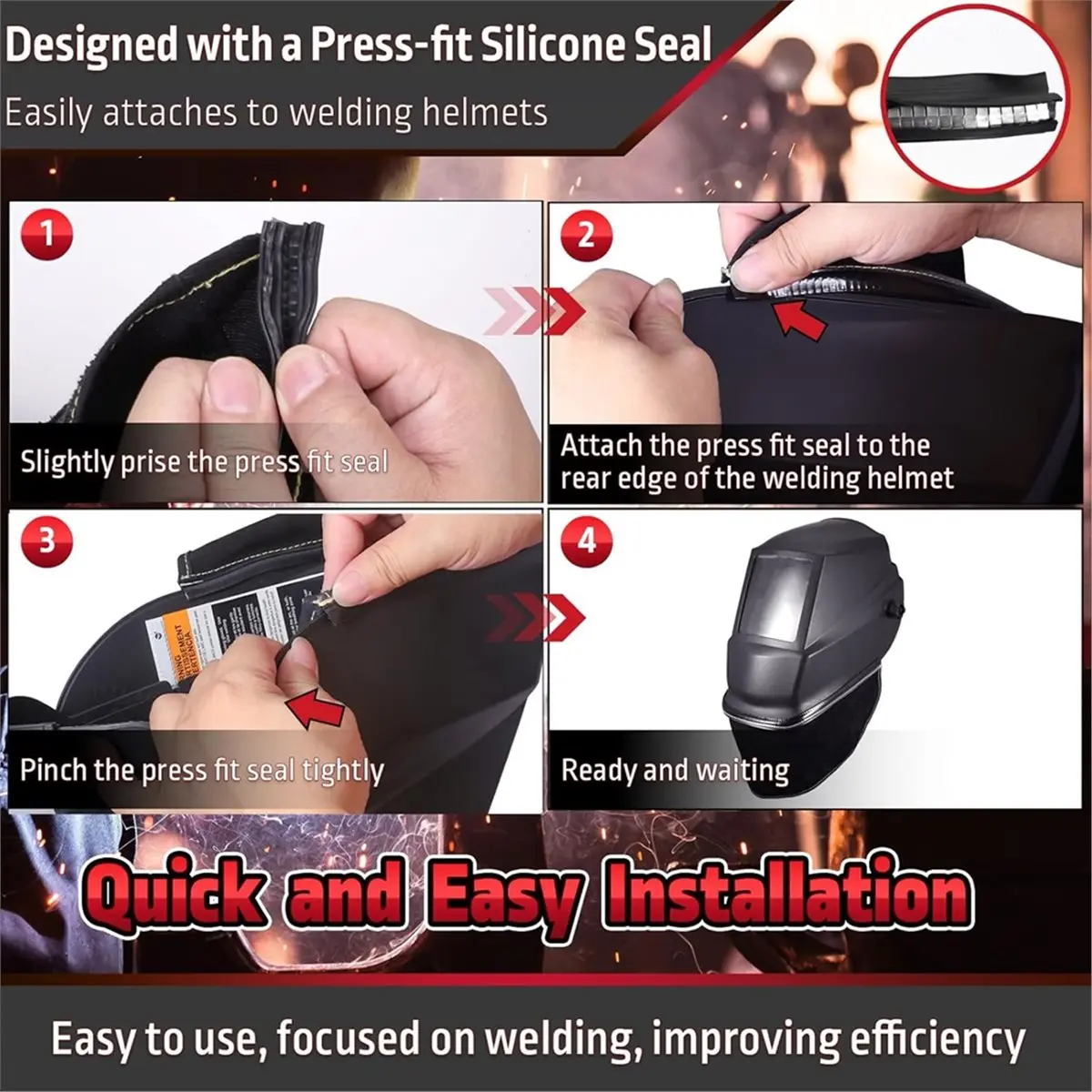 AT16 2Pcs Welding Helmet Cover, Helmet Extended Cover with Presses Fit Seal for Neck Protection Fits Most Welding Helmets