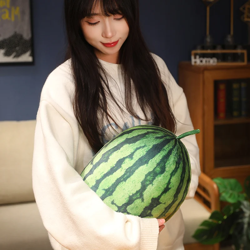3D Simulated Watermelon Hug Pillow Round Long Watermelon Soft Plush Toys Fruit Sofa Cushion Suitable For Home Kids Gifts view 5