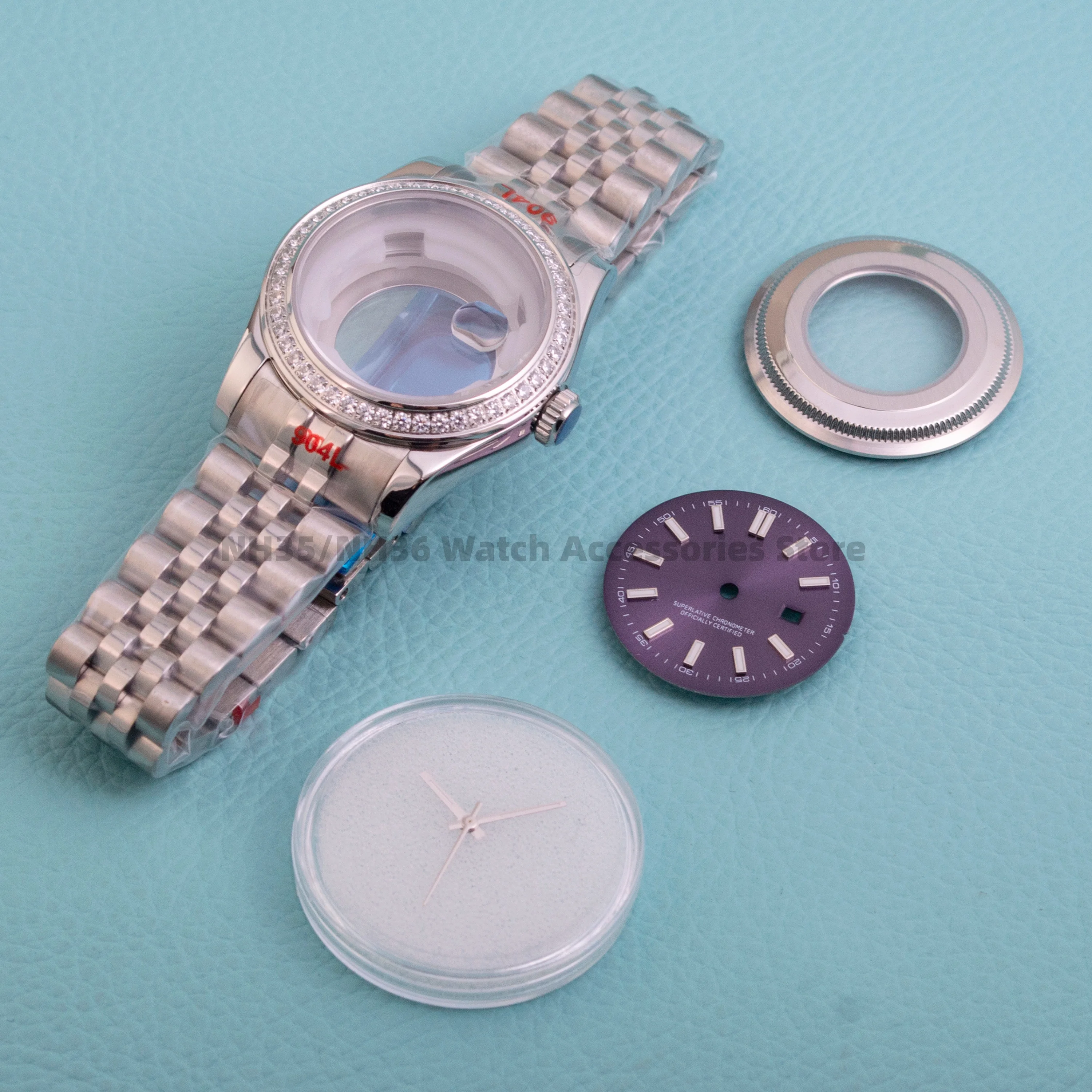 

Diamonds Watch Case Women's Case 33mm Watch Case Stainless Steel Sapphire Glass Watch Case 25mm Dial For NH05 NH06 Movement