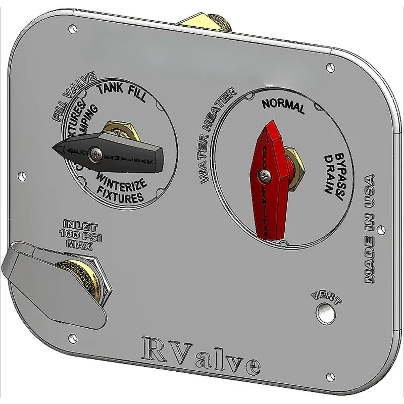 RV MANRV102-RF RV Water Service Panel with 4 Function Low Lead Brass Valve Supply  Bypass for Tank Filling & Maintenance