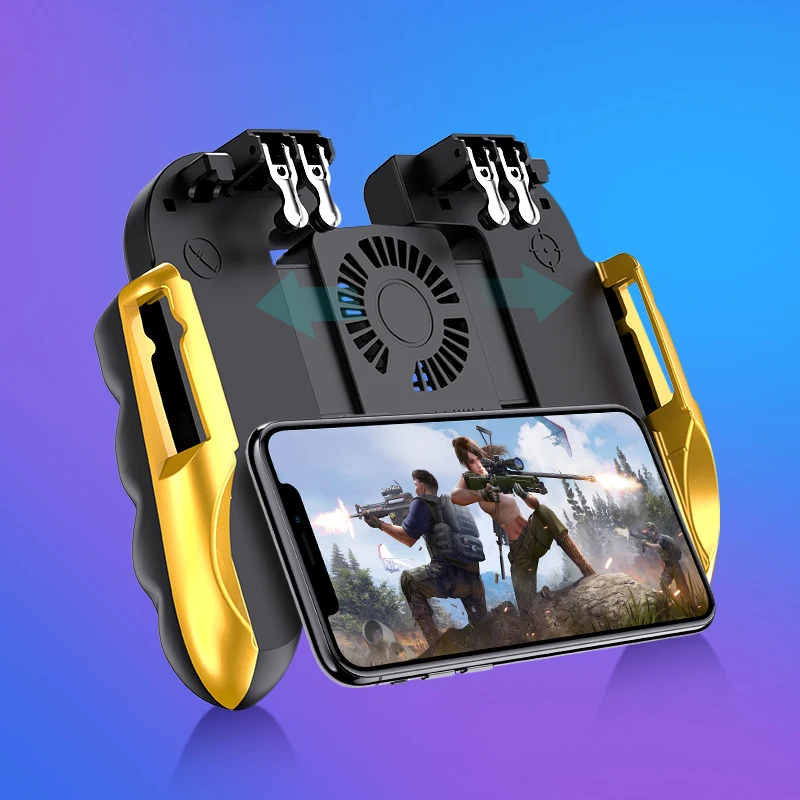 عصا التحكم في ألعاب الهاتف الذكي مع مروحة تبريد لـ FPS PUBG iphone iOS Android ومبرد مروحة الألعاب الذكية