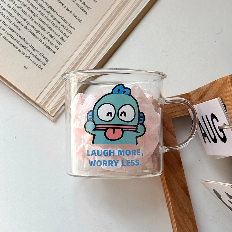 

Sanrio Hangyodon стеклянная чашка для воды кавайная мультяшная Милая Студенческая чашка для молока кофе утолщенная кофейная чашка для сока детские подарки