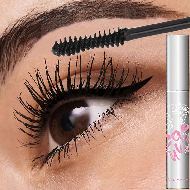 4D Silk Fiber Mascara Lengthening Waterproof Quick Drying Lasting Curling Thick Mascara Long Eyelashes Extension Makeup Tools