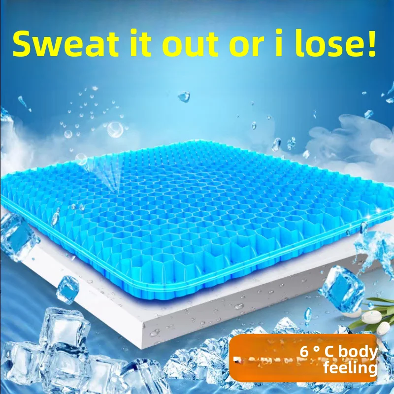 Breathable Honeycomb Gel Seat Cushion Cooling Chair Pad for Office/Dorm/Car Thick Silicone Ice-Cool Pressure-Relieving Comfort