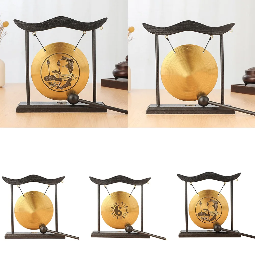 Sleek Brass Percussion Gong with Beautifully Designed Base Perfectly Suited as a Decorative Element in Any Room Setting