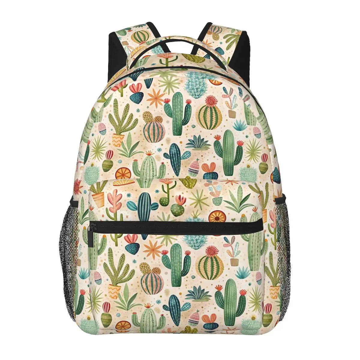 Cactus Garden Green Cacti And Floral Student Backpack School Bag Hiking Travel Daypack for Men Women Bookbag Shoulder Bags