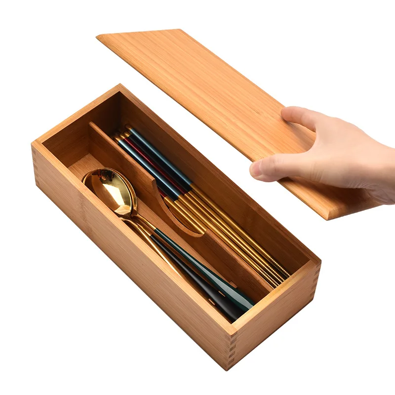 

HEMU-Bamboo Wood Cutlery Storage Box, Household Kitchen Tools, Restaurant Storage, Knife and Fork, Chopsticks Box, Western Table