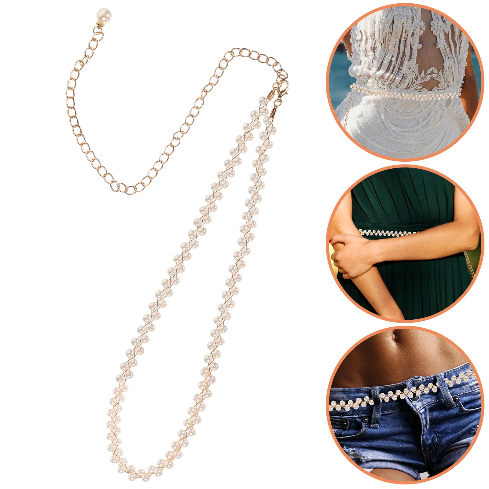 

Pearl Waist Chain Beautiful Dress Pearl Waist Belt Decorative Belt for Women Wedding Party Ceremony Banquet