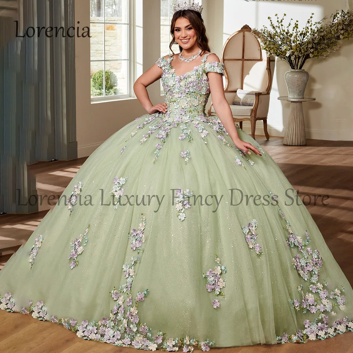 Abito Quinceanera verde messicano abito da ballo senza maniche Applique aperto sul retro corsetto con perline dolce 15 16 abiti formali De 15 asenos