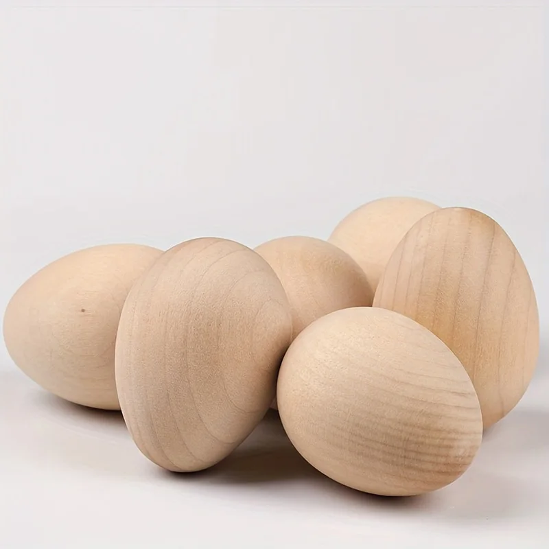 8 Unfinished Wooden Easter Eggs, Unpainted Wooden Eggs That Can Be Painted and Doodled, Used for DIY Handicrafts, Easter Eggs, H