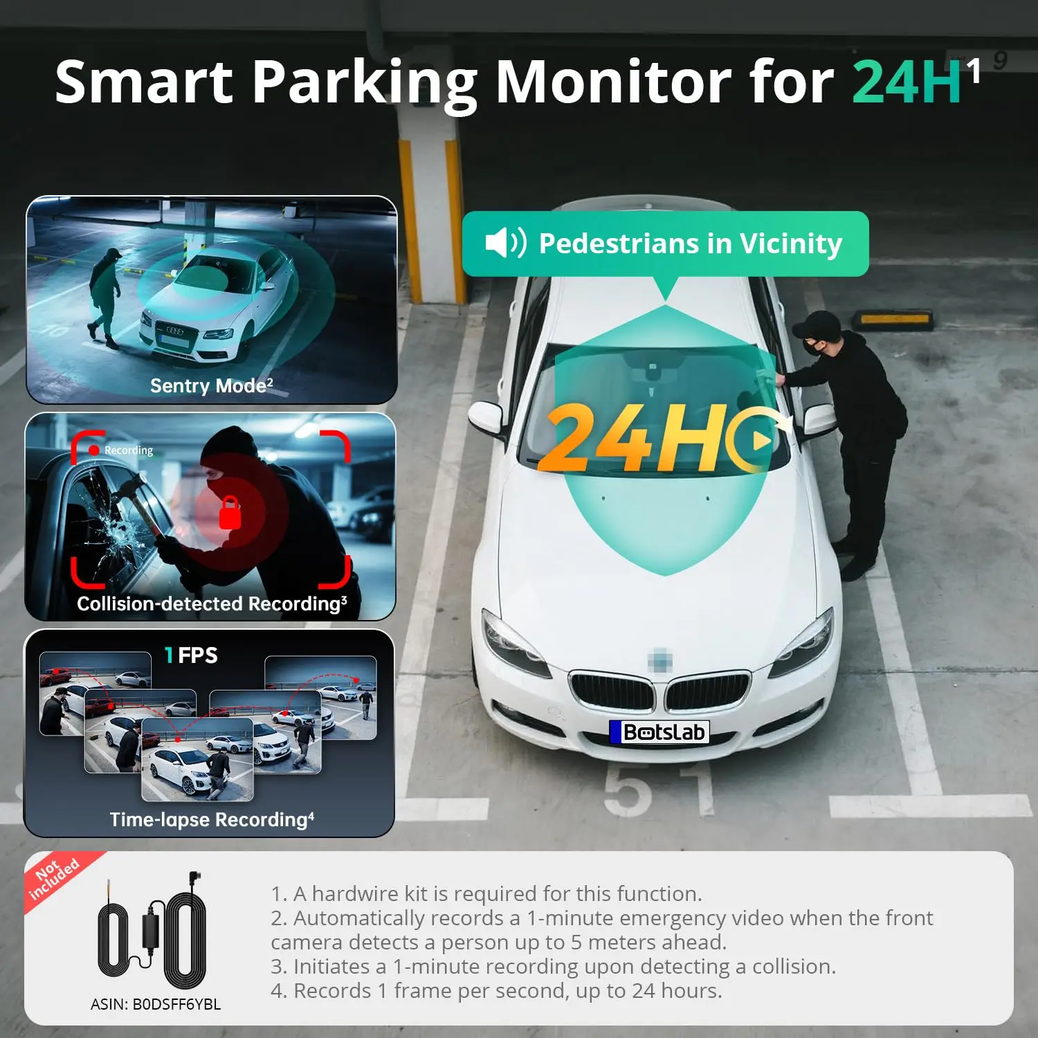 Picture 7: Botslab G980H-3-Channel 4K Dashcam,Voice Control Front and Rear Inside Dash Cam Loop Recording,GPS,Night Vision,Parking Mode