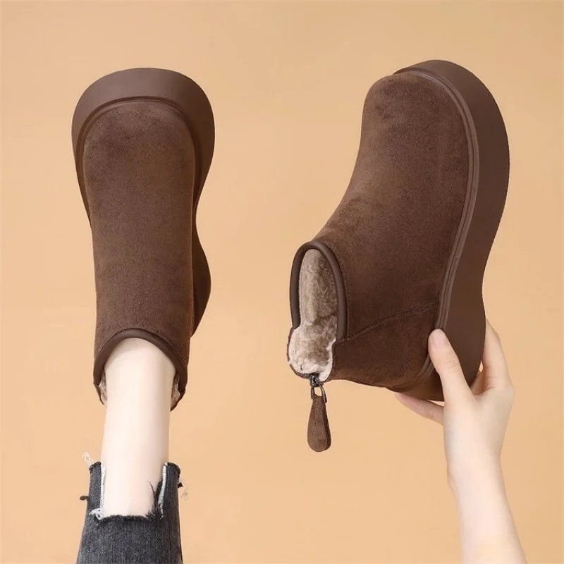 

Autumn and Winter Women's Shoes Casual Cotton Shoes Solid Color Heightening Thick Bottom Warm Korean Version Snow Boots
