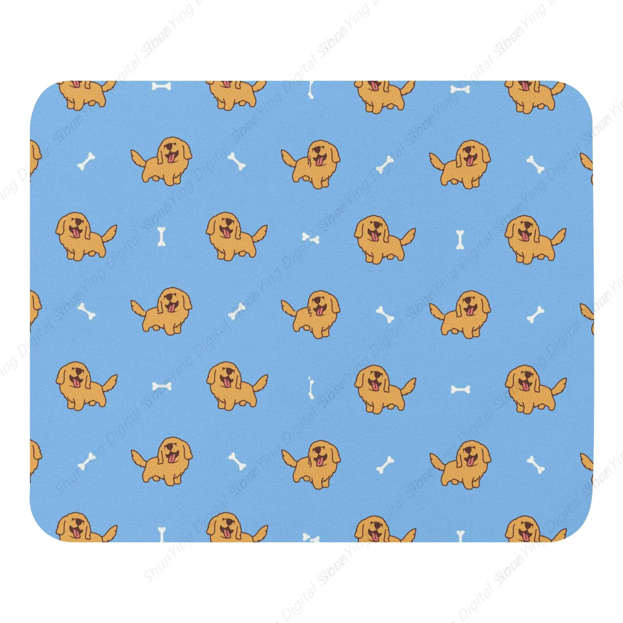 

Cute Golden Retriever Bone Blue Mouse Pad Suitable For Office Computers And Laptops Gift Non Slip Rubber Mouse Pad 25*30cm