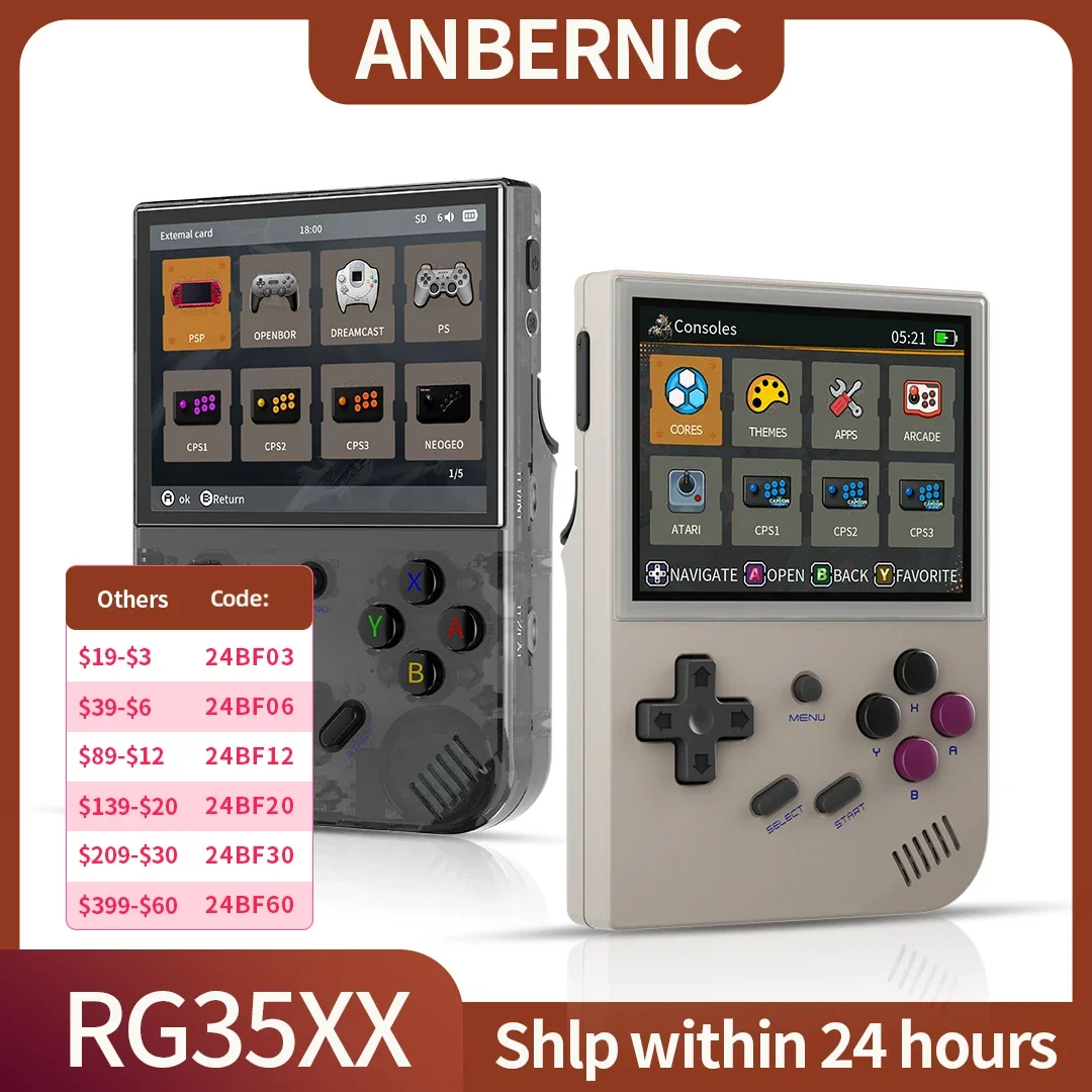 ANBERNIC RG35XX Plus/RG35XX Retro Handheld Game Console 3.5″ IPS Screen Linux Portable Video Game Player Support HD-M-I TV Outpu